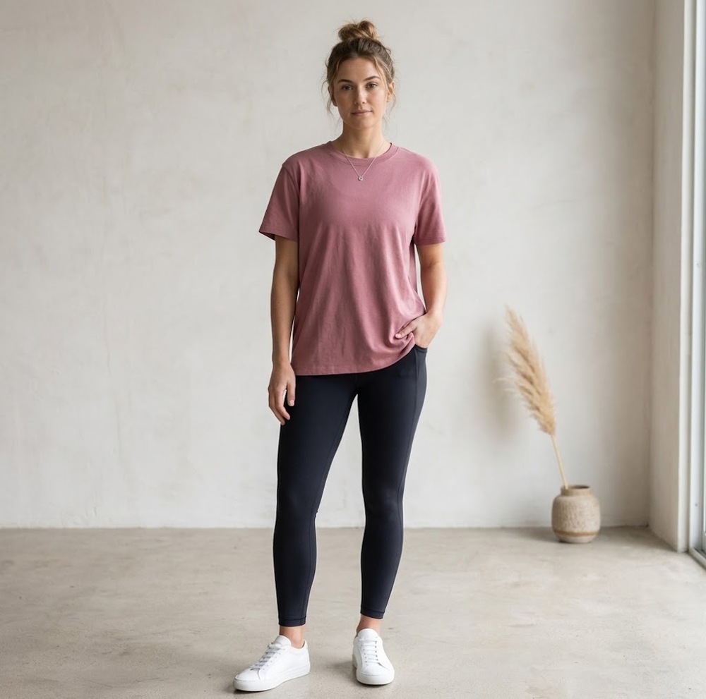 Lululemon All Yours Tee Women’s 8 Heathered Pink Taupe Vitasea Relaxed EUC
